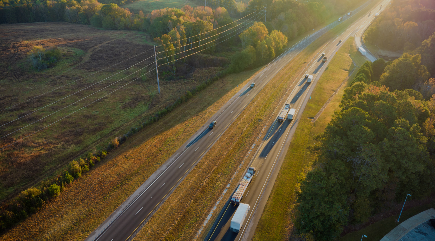 Aerial freight and shipping view